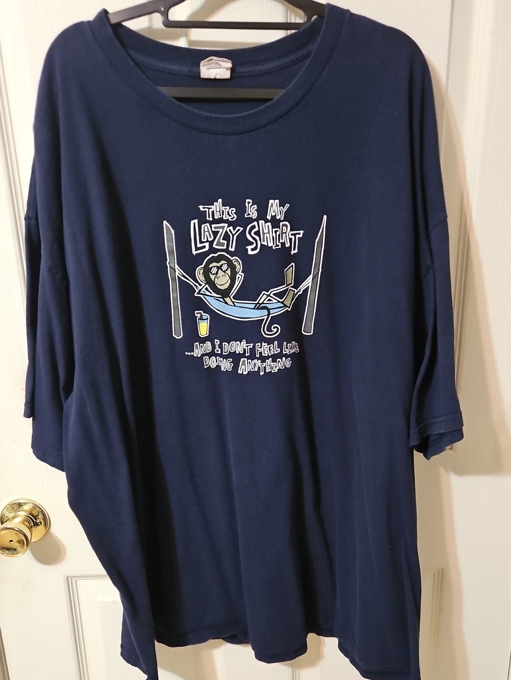 Men's Navy Graphic 'Lazy Shirt' Short Sleeve Tee
